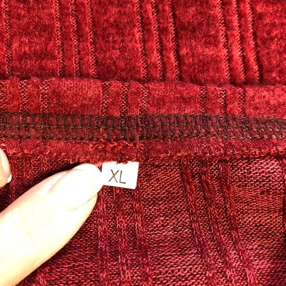 Maroon Red Ribbed Knit Long Sleeve Top Womens Size XL Soft Comfy Sweater NEW - Picture 5 of 8